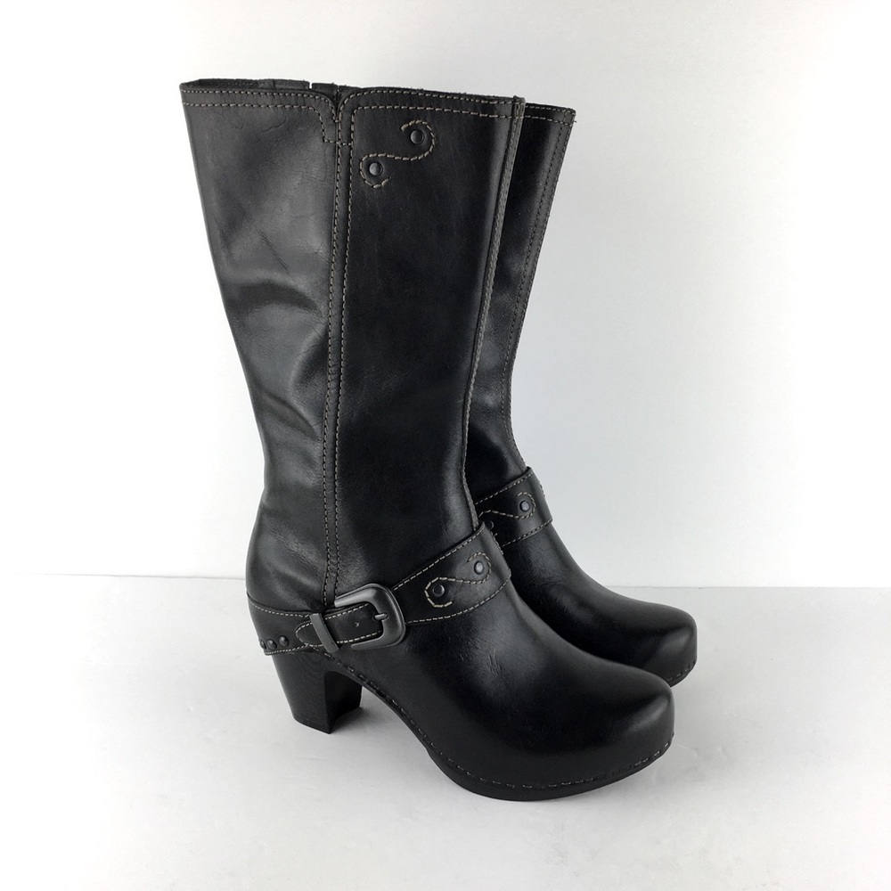 Dansko Black Rylan Crazy Horse Clog Boots Sz 37